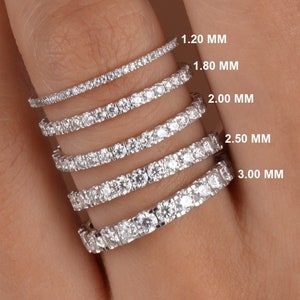 Half Eternity Lab Diamond Wedding Band, 14K Gold Eternity Rings for Women, Dainty Thin Stackable Ring, Micro Pave Lab Grown Eternity Band