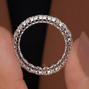 3.00 MM Round Brilliant Cut Lab Diamond Band FG/VS Dazzling Full Eternity Wedding Band Bridal Set 14K White Gold Band Stackable Band