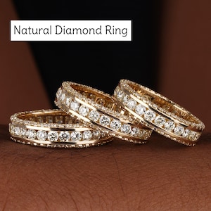 5MM Mens Diamond Ring 14K Gold Mens Wedding Band Channel Set Full Eternity Ring Unisex Ring Mens Engagement Ring Anniversary Gift for him