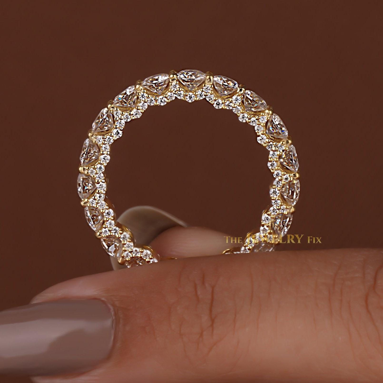 Lab Diamond Wedding Band 3.50 MM Round Brilliant Cut Lab Grown Diamond Band 14K Gold Eternity Band Diamond Ring for Women