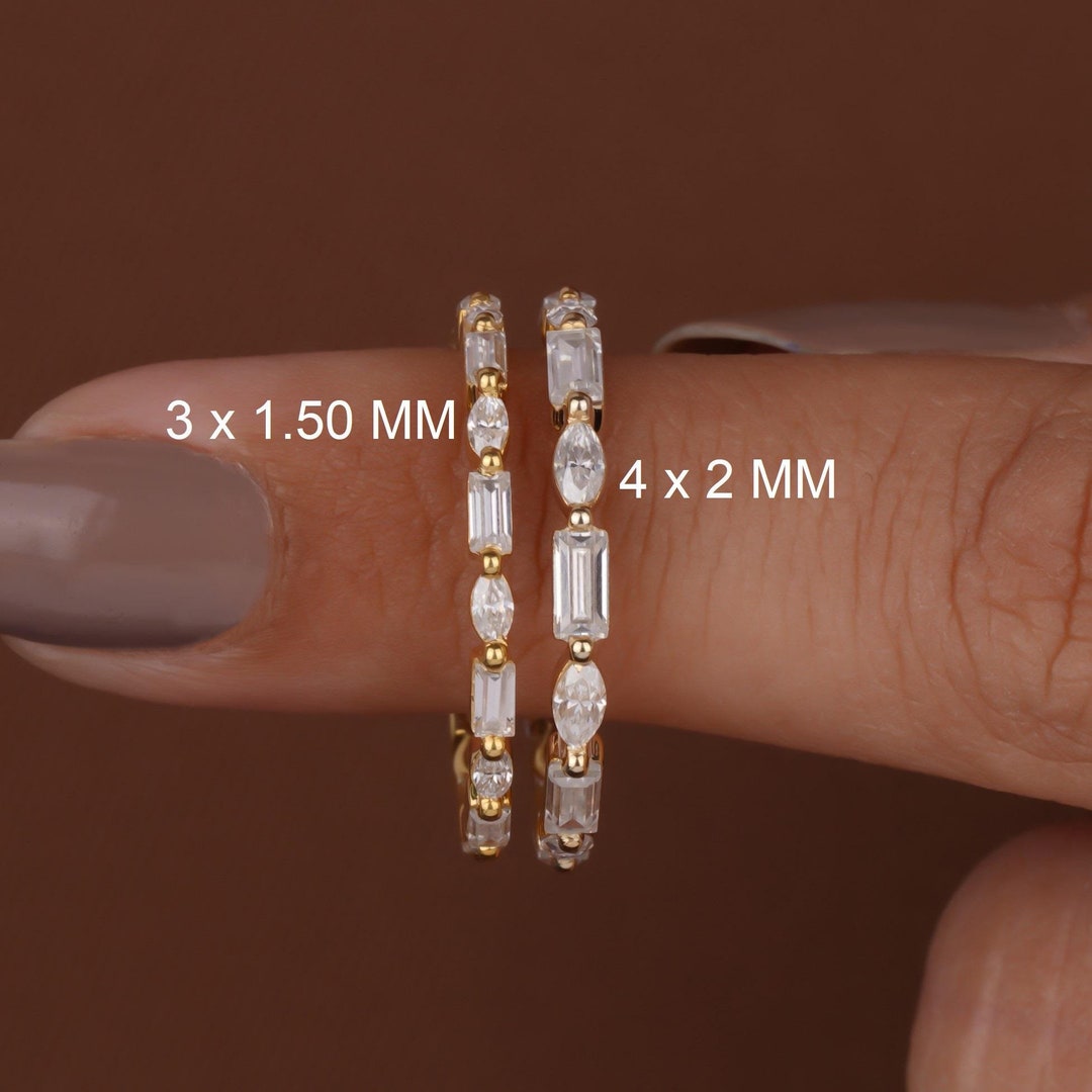 Marquise and Baguette Cut Alternating Lab Grown Diamond Eternity Band ...