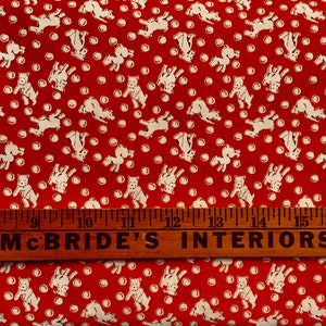 Toybox - Red with White Dogs & Balls by Sara Morgan for Blue Hill Fabrics- 7065 2 - Yardage - RARE OOP!!
