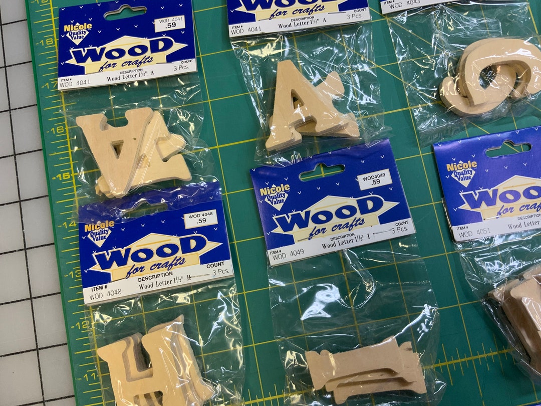 1 1/2 Wooden Craft Letters LOT 18 Packages of 3 Letters Each Ready to