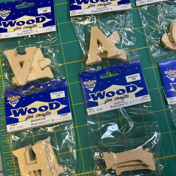 1 1/2" Wooden Craft Letters LOT - 18 Packages of 3 Letters each - Ready to be Painted!