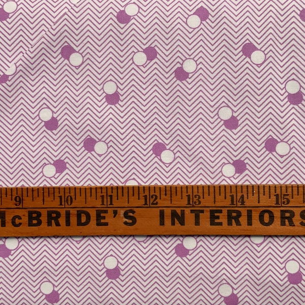 Kimberly's Garden 05 -  Lilac Zigzags & Dots on White by Fresh Water Designs - 30's style - FWDKIG05-LIL - Yardage - RARE OOP!!