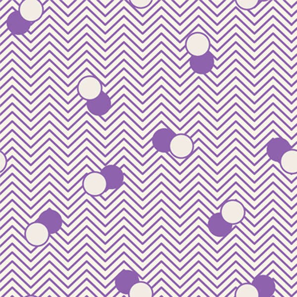 Fabric - Kimberly's Garden Lilac Zigzags & Dots on White by Fresh Water Designs - 30's style - Yardage - FWDKIG05-LIL