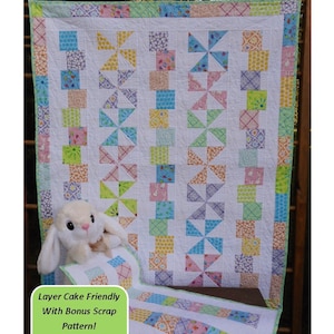 Modern Baby Quilt Pattern - Tumbles & Twirls Layer Cake Baby Quilt Pattern - Easy -PDF INSTANT DOWNLOAD