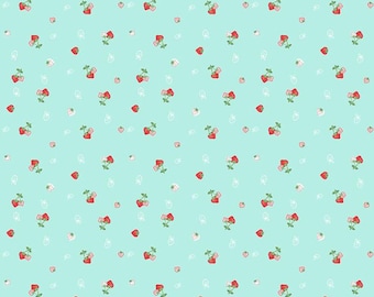 Quilt Fair Strawberries Aqua by Tasha Noel for Riley Blake - C11352 Aqua - Yardage
