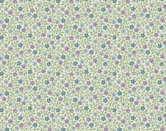 Teal Floral Quilting Cotton: Sweet Things Ditsy Print (By The Yard)
