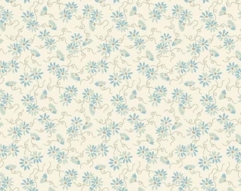 Quilt Fabric - Nimbus Daisy Chain - Sewing Bird by Laundry Basket Quilts  A-1616-Blue Cream - Yardage