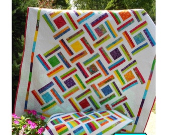 Layer Cake Quilt Pattern -  Double Strip Trip Quilt Pattern - Sizes Crib to King - Confident Beginner - PDF INSTANT DOWNLOAD