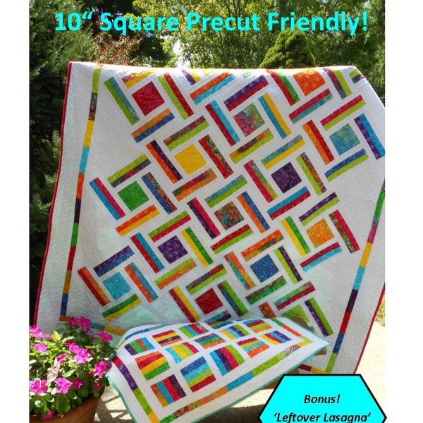 Layer Cake Quilt Pattern -  Double Strip Trip Quilt Pattern - Sizes Crib to King - Confident Beginner - PDF INSTANT DOWNLOAD