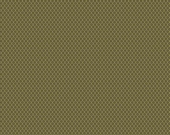 Star Flowers Cotton Fabric: Olive Green Riley Blake Sewing Material