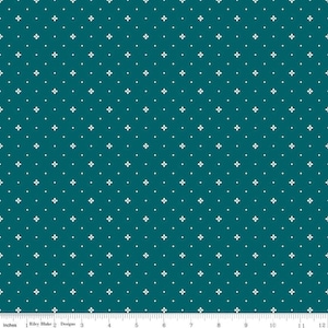 Ditsy Floral Cotton Fabric: Arrival of Winter Dark Teal by Riley Blake - Yardage
