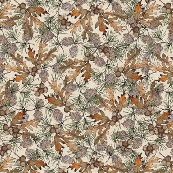 Lodge Life - Acorns & Pine Cones by Anne Tavoletti of Wild Apple for David Textiles - WA 4004 9C 1 - Yardage