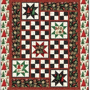 Christmas Quilt Pattern -  Elegant Christmas - Size 64&quot; x 79&quot;  -  Intermediate -PDF INSTANT DOWNLOAD