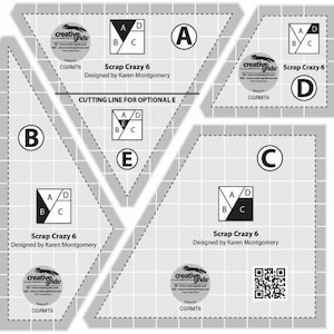 Creative Grids Scrap Crazy 6 Templates Quilt Ruler - Makes 6&quot; Crazy Patch Blocks -  CGRMT6