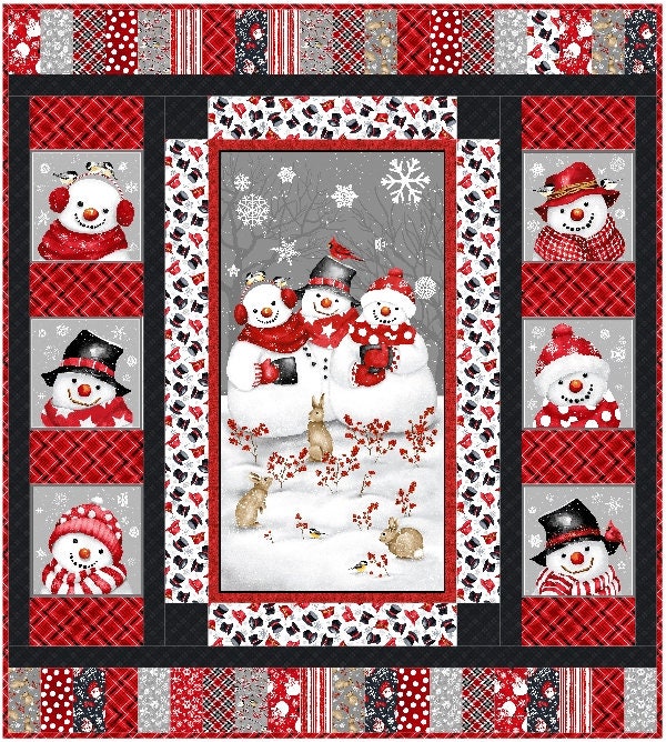 Panneau De Tissu Winter Parade Benartex Coton - Motif Noël (Père Noël, Animaux, Bonhomme De Neige), 47 X 44 Pouces