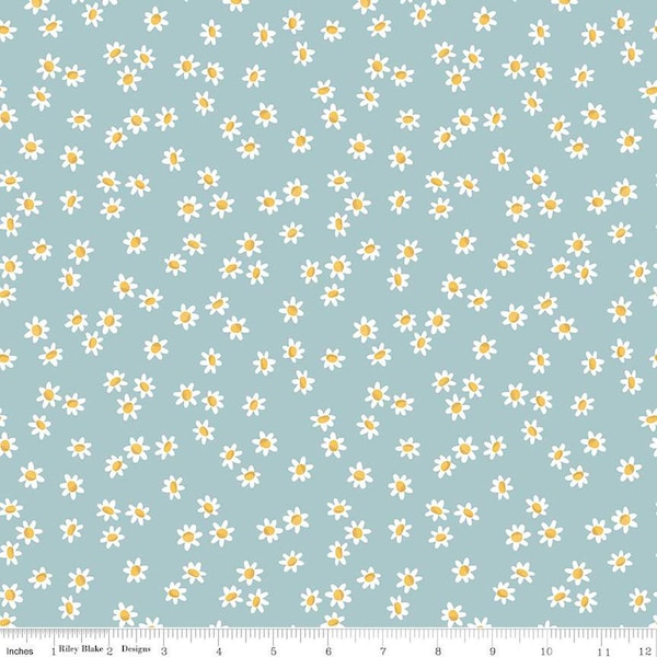 Remnant - Sweet Picnic Daisy Field Sky by Natalia Juan Abello' for Riley Blake - C12095 Sky - 30" x 44"