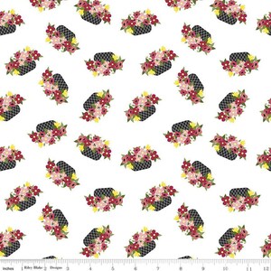 Flower Basket Fabric: Petals & Pedals White Quilt Fabric by Riley Blake