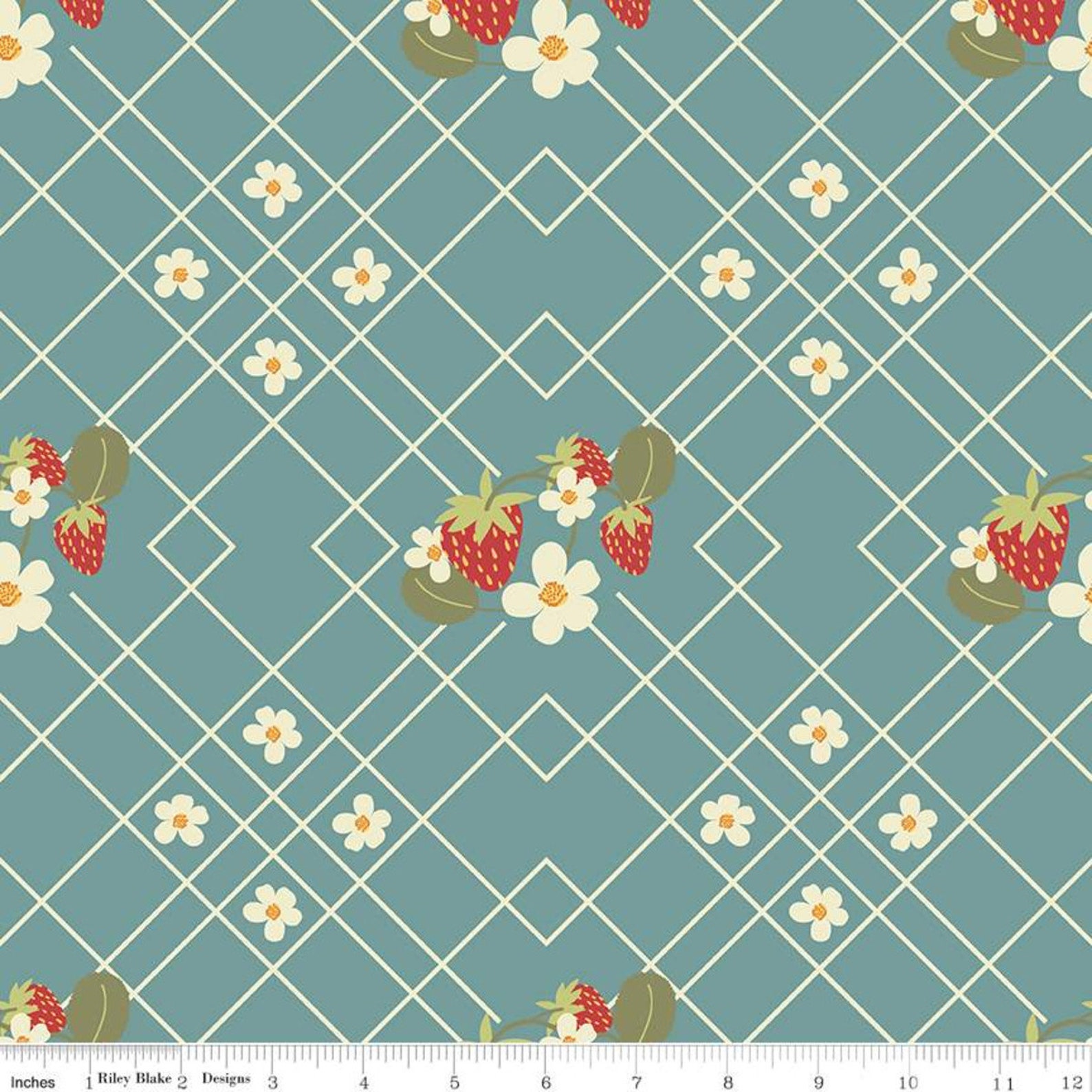 Strawberry Jam Fabric by Lauren Brewer for Riley Blake Teal Etsy