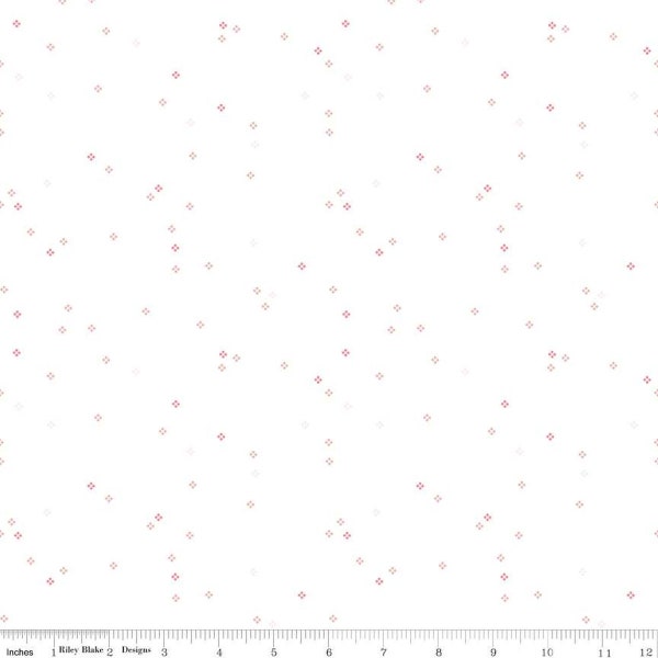 Hush Hush 2 - Confetti by Riley Blake Designs - Low Volume Prints C12874 Coral and Pink Confetti Dots on White