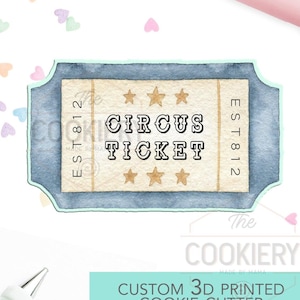 Vintage Ticket Cookie Cutter | Admit One Ticket Cookie | Carnival Cookie Cutter | Movie Night Cookie | Circus Cookie | 3D Printed Cutter