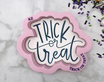 Trick or Treat Witch Stencil and Cutter Set, Halloween Cookie Cutter, Halloween Cookie Stencil, Trick or Treat Cookie Cutter, Cookie Cutter