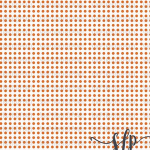 May include: A white stencil with a repeating pattern of orange dots. The stencil has a heart-shaped cutout at the top and the letters "sfp" in a cursive font at the bottom right.