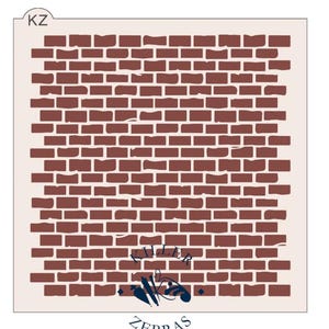 May include: A brick wall stencil with a repeating pattern of rectangular bricks in shades of brown. The stencil includes the text "KILLER" above a stylized design and the word "ZEBRAS" below.