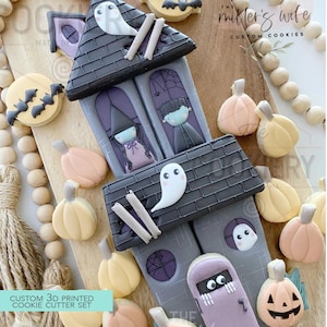 Haunted House Cookie Cutter Platter Set of 8, Haunted House Cookie Cutter, Halloween House, Halloween Cookie Cutter, Platter Cookie Cutter