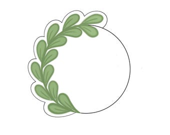 Greenery Circle Cookie Cutter, Elegant Wreath Plaque for Weddings or Showers, 3D Printed by Minted Prints
