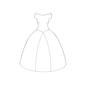 Off Shoulder Dress Cookie Cutter | Elegant Gown Shape for Bridal Shower or Quinceañera Cookies | Wedding | 3D Printed by Minted Prints