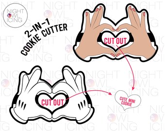 Heart Hands Cookie Cutter, Hand Heart Cutter, Love Hand Symbol, Valentines Cutter, Wedding Cutter, Engagement Cutter , 3D Printed
