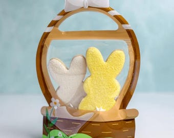 Pack of 10 Spring Basket Cookie Bag, Easter Bags, Spring Cookie Bags, Bunny Cookie Pouches, Basket Cookie Bags, Easter Treat Bags