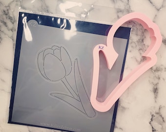 Tulip Cutter and Stencil, Wedding Cookie Cutter, Mothers Day Cutter, Flower Cutter, Spring Cutter, Fancy Botanical Cutter , 3D Printed