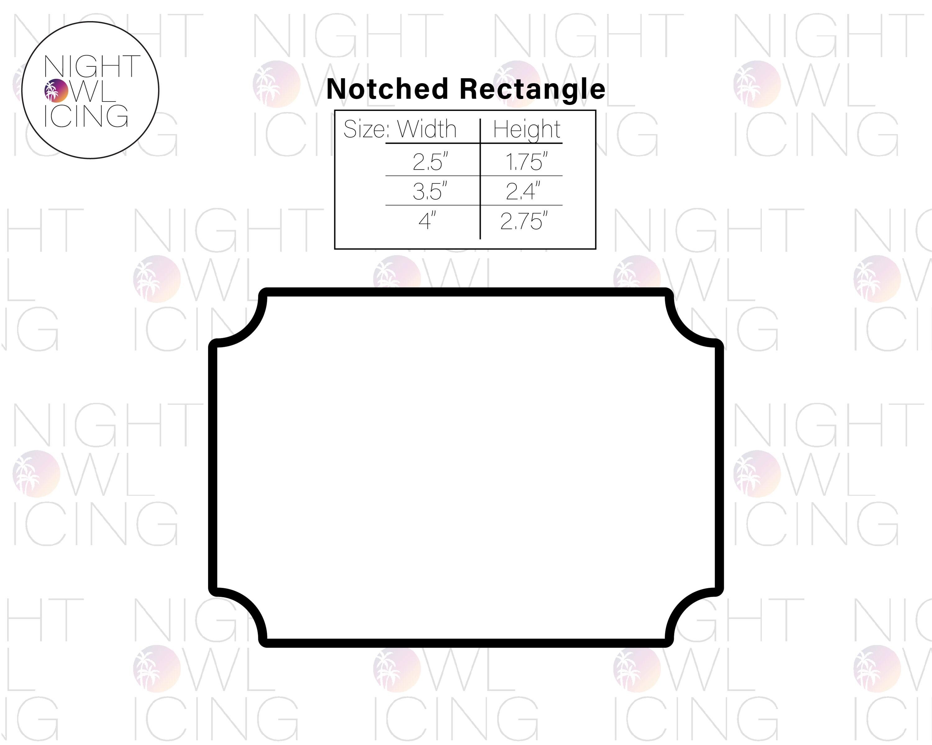 Notched Rectangle Cookie Cutter, Elegant Modern Plaque Shape, Name ...
