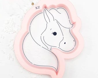 Horse Head Cookie Cutter and Stencil, Farm Animal Cookie Cutter, Barnyard Stencil, Country Cutter, Cute Animal Cutter, 3D Printed