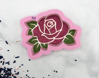Rose Cutter and Stencil, Wedding Cookie Cutter, Mothers Day Cutter, Flower Cutter, Spring Cutter, Fancy Botanical Cutter , 3D Printed