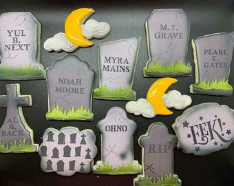 Tombstone Set 01 of 5 Cutters, Trick or Treat Cookie Cutter, Halloween Cookie Cutter, Spooky Cutter, Haunted Cutter, 3D Printed