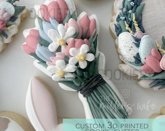 Spring Floral Bouquet Cookie Cutter, Flower Bunch, Mother's Day Cookie Cutter, Wedding Floral Cookie Shape, 3D Printed Cutter