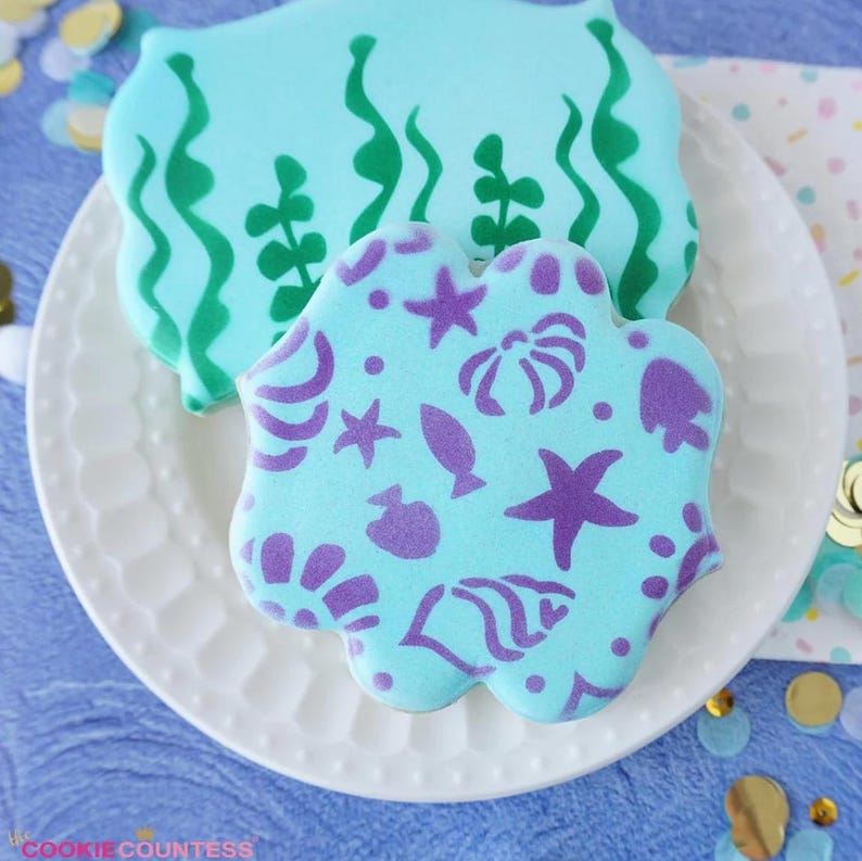 Tropical Beach Pattern Stencil, Tropical Beach Pattern Cookie Stencil ...