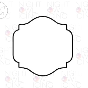 Caley Plaque Wide Cookie Cutter | Elegant Modern Plaque Shape | Name Frame | Fancy Label Cutter | 3D Printed | Designed by Night Owl