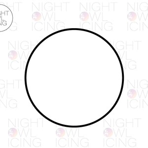 May include: A black circle cookie cutter with a white background. The words "NIGHT OWL ICING" are in a circle in the upper left corner.