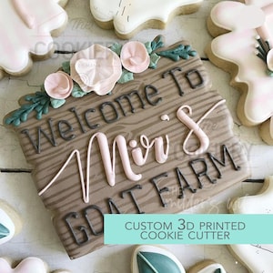 Wooden Floral Plaque Cookie Cutter | Rustic Frame | Floral Plaque Cutter | Wedding Cookie Plaque | Garden Party Cookie Cutter | 3D Printed