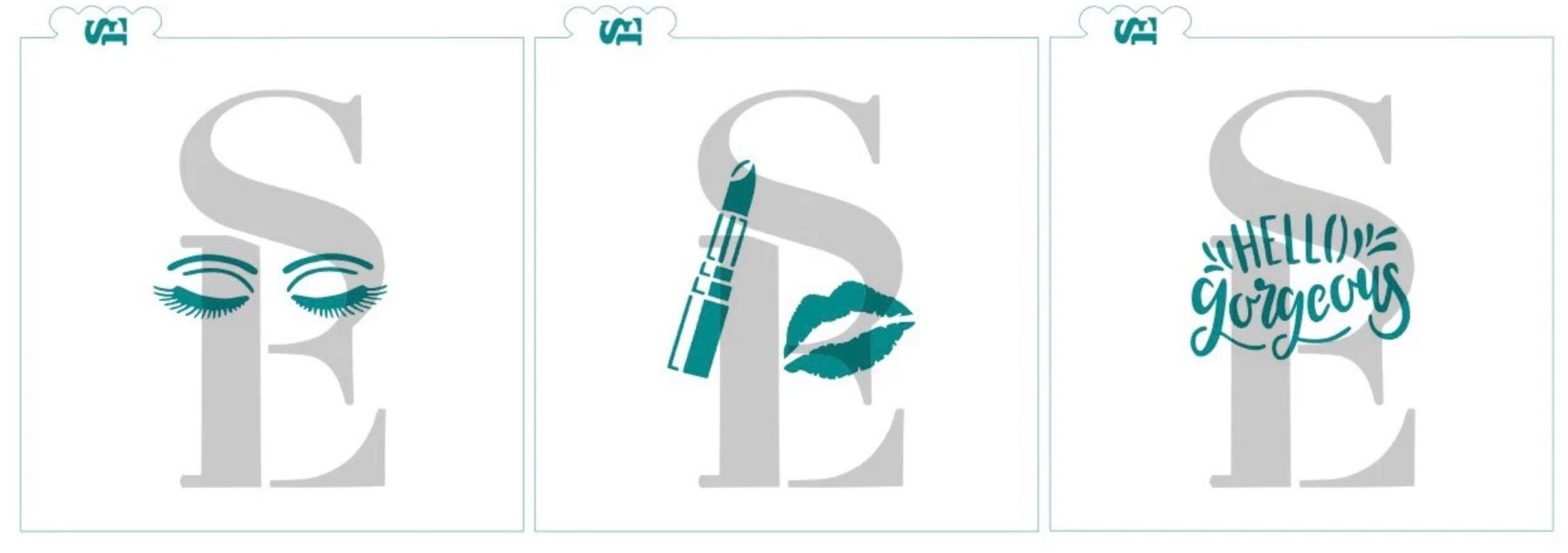 Glam Icons Bundle Set of 3 Stencils, Beauty Salon Cookie Stencil ...