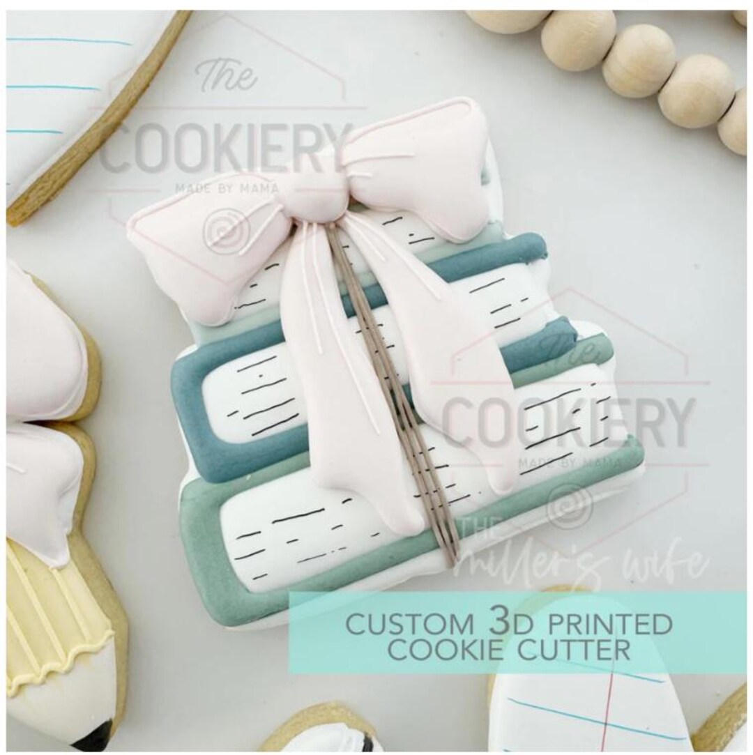 Book Stacks With Bow Cookie Cutter, Back to School Cookie Cutter ...