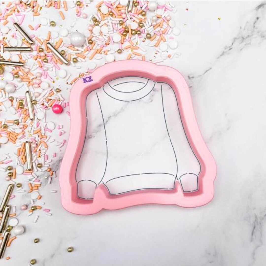 Comfy Sweater Cutter and Stencil , Winter Coat Cookie Cutter ...
