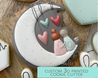 Over the Moon For You Cookie Cutter, Love Cookie Cutter, Valentines Cookie Cutter, Birthday Cookie Cutter, 3D Printed