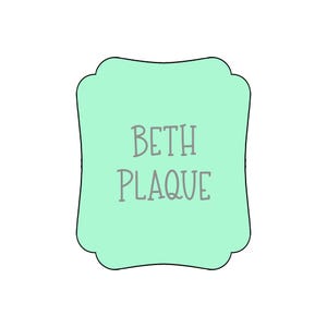 Beth Plaque Cookie Cutter | Elegant Name Frame | Minted Prints | Fancy Label Cutter | 3D Printed PLA | Custom Message Cookie